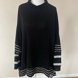 Black beige mock turtleneck sweater